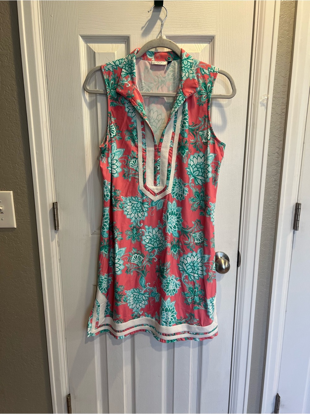 Cabana Life Coral and Turquoise Floral Mini Dress